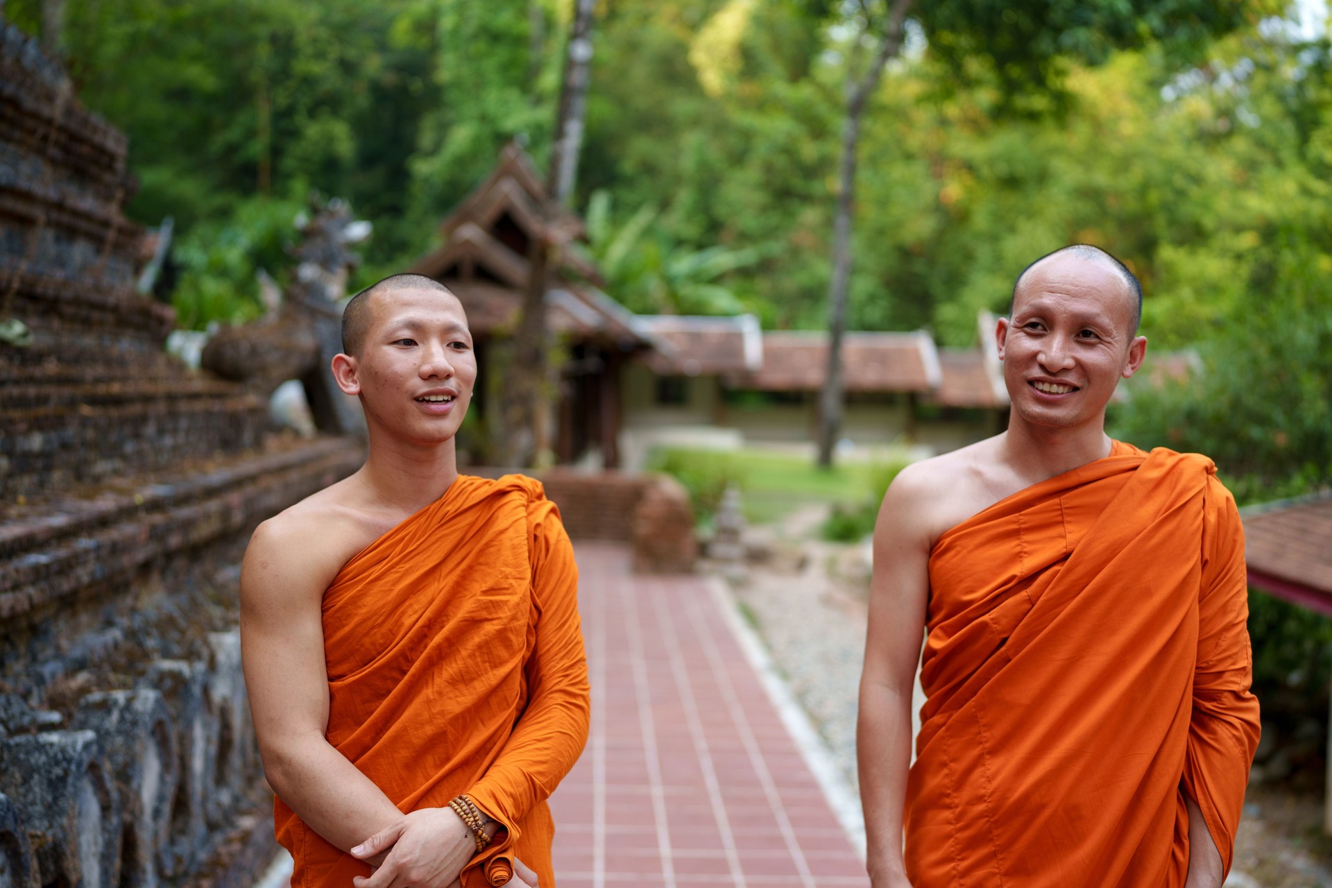 Monks at a Buddhism Thai temple